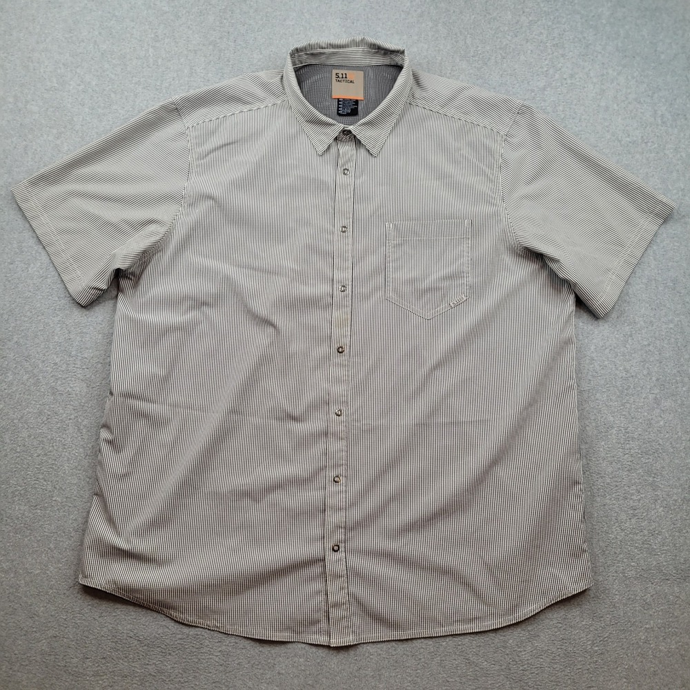 5.11 Tactical Button Up Shirt Mens 2XL Black White Micro Gingham Short Sleeve - Picture 2 of 12